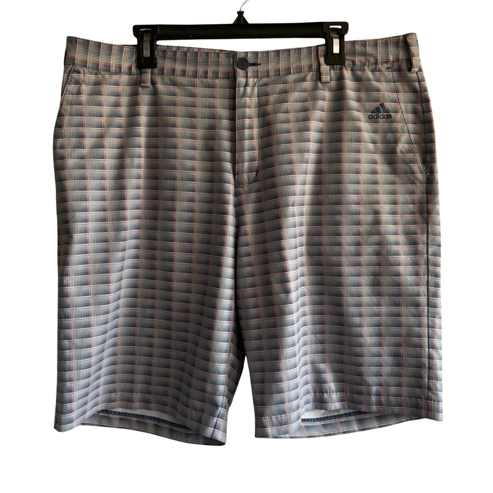 Adidas Climalite Golf Shorts Mens 38 Blue Grey Red Abstract Performance Athletic